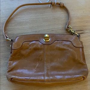 Sabina brown leather wristlet